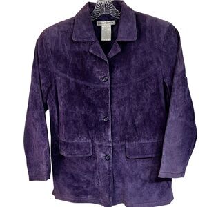 Jessica Holbrook Purple Suede Leather Blazer Style Jacket  | Size Medium | VTG